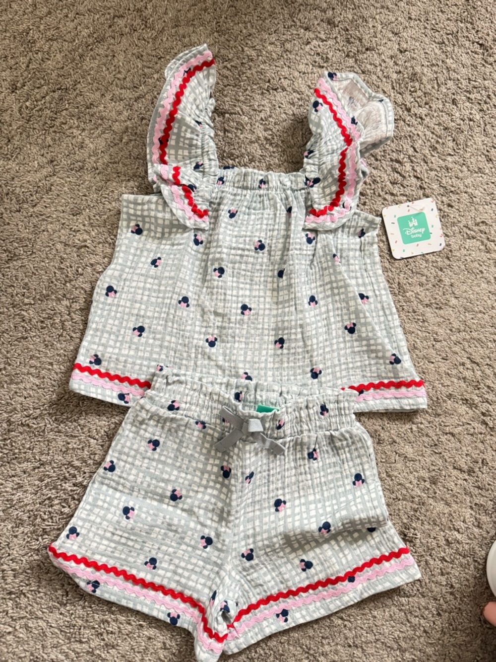 Disney Baby Minnie Mouse Set 24 Months NWT Blouse and Shorts